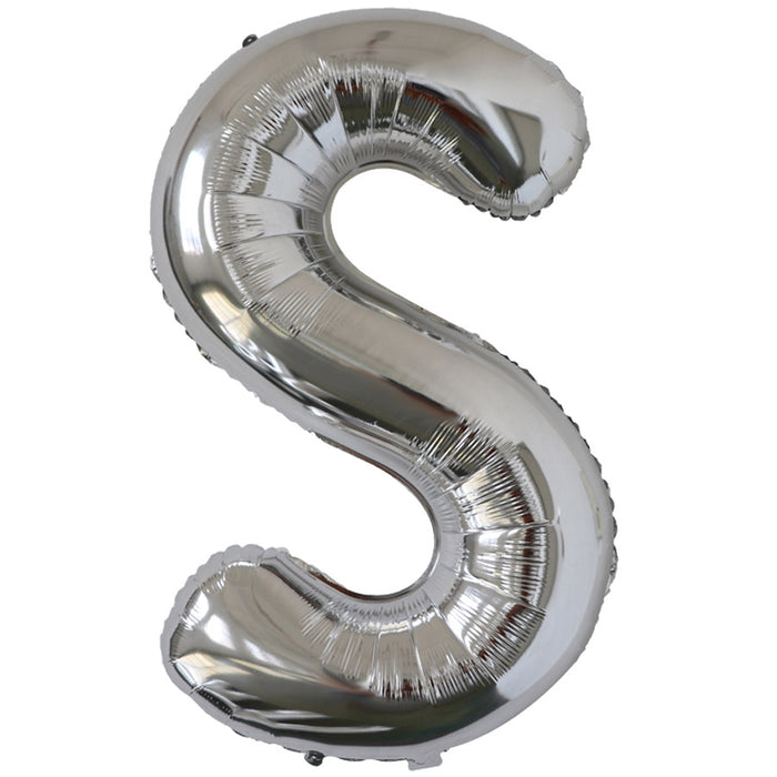 "S" Silver Jumbo Metallic Balloon | 1ct