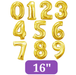 Air-filled Gold Number Balloons 16in