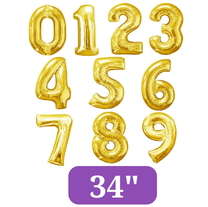 Gold Jumbo Number Balloons 34"