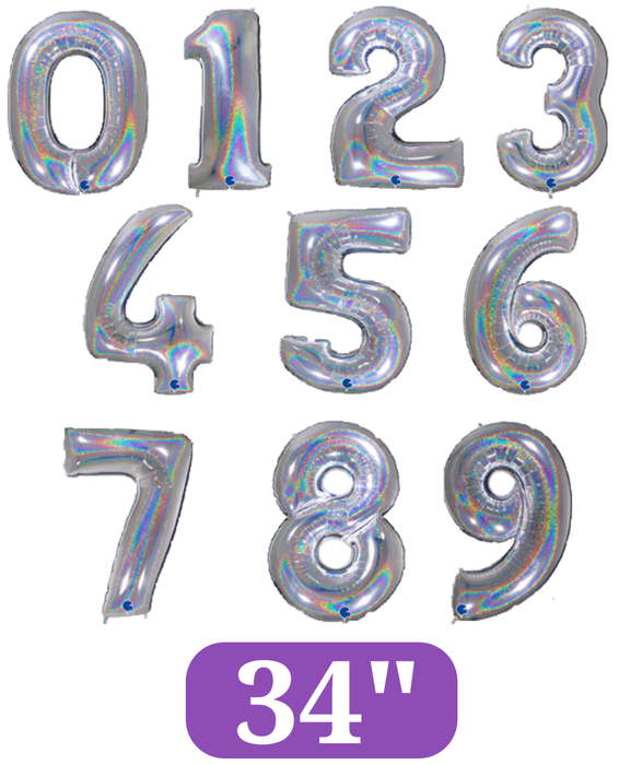 Holographic Jumbo Number Balloons 34"