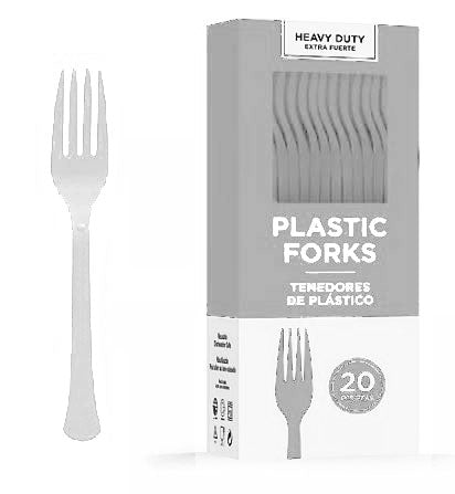 Silver Heavy Duty Plastic Forks | 20ct