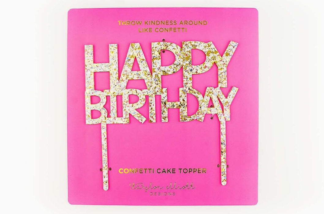Pearl Confetti Cake Topper Happy Birthday | 1ct