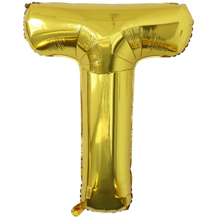 "T" Gold Jumbo Metallic Balloon | 1ct.