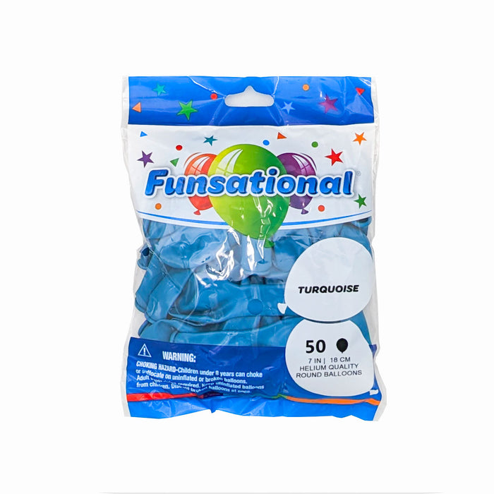 Turquoise Funsational Latex Balloons 7" | 50ct