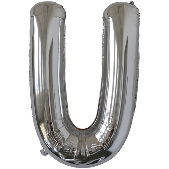 "U" Silver Jumbo Metallic Balloon | 1ct