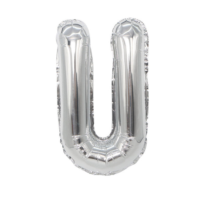Air Filled Silver Mylar ''U'' Letter Balloon, 16" | 1 ct