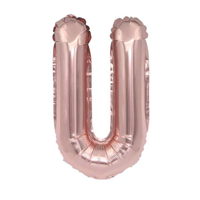 Air Filled Rose Gold Mylar ''U'' Letter Balloon, 16" | 1 ct