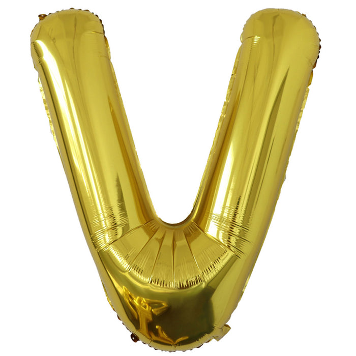 "V" Gold Jumbo Metallic Balloon | 1ct.