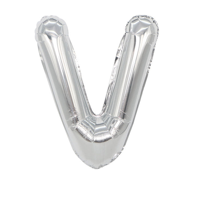 Air Filled Silver Mylar ''V'' Letter Balloon, 16" | 1 ct