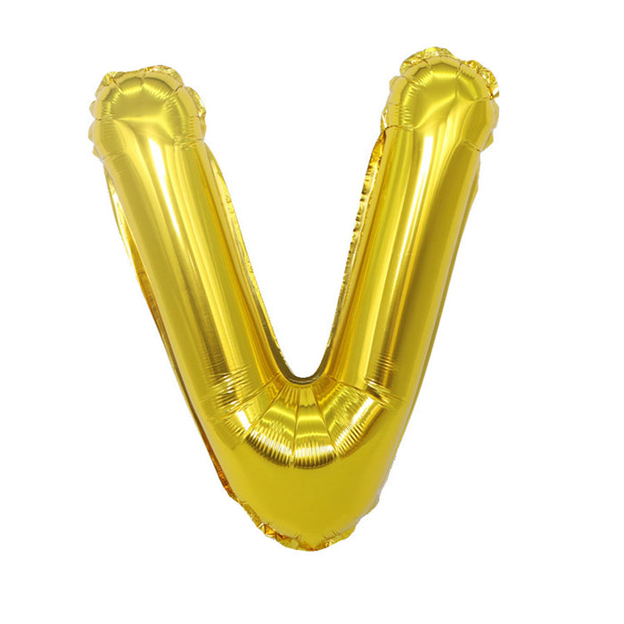 Air Filled Gold Mylar ''V'' Letter Balloon, 16" | 1 ct