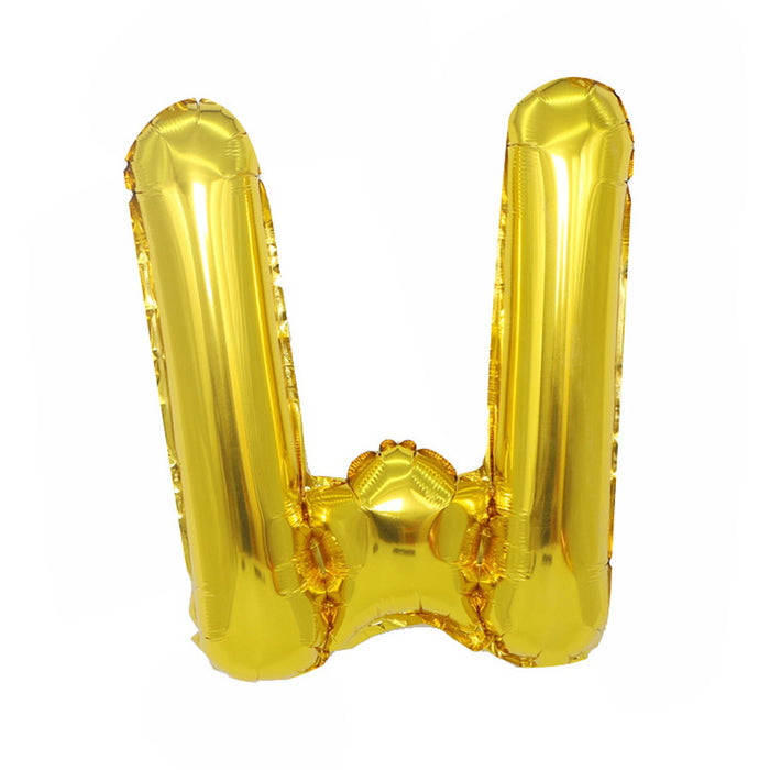 Air Filled Gold Mylar ''W'' Letter Balloon, 16" | 1 ct