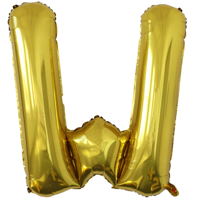 "W" Gold Jumbo Metallic Balloon | 1ct.
