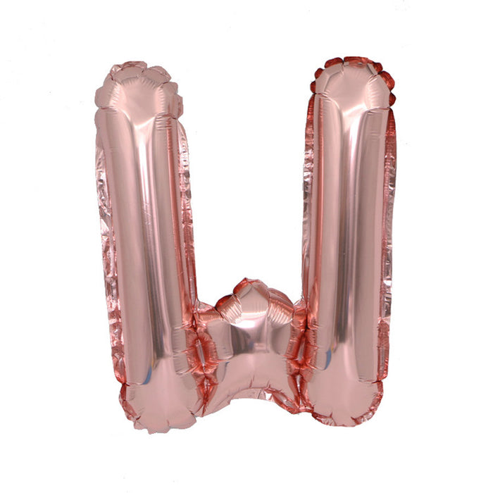 Air Filled Rose Gold Mylar ''W'' Letter Balloon, 16" | 1 ct
