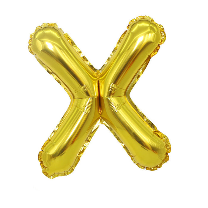 Air Filled Gold Mylar ''X'' Letter Balloon, 16" | 1 ct