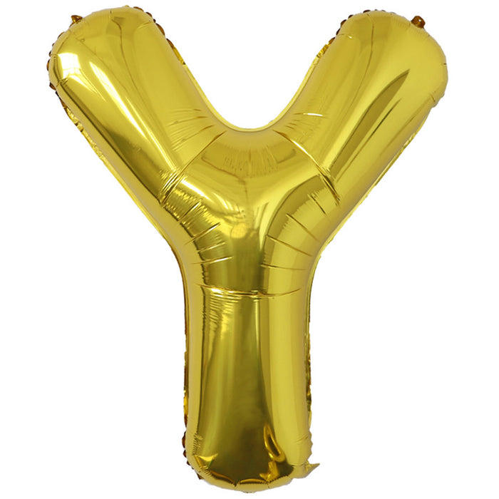 "Y" Gold Jumbo Metallic Balloon | 1ct.