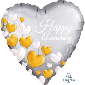 Anniversary Platinum Hearts Balloon 18" | 1ct