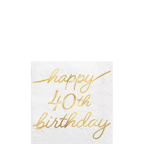Golden Age 40th Birthday Beverage Napkin 16pk | 1ct