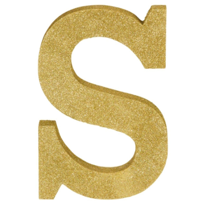 Glitter Gold Decorating Letter S | 1 ct