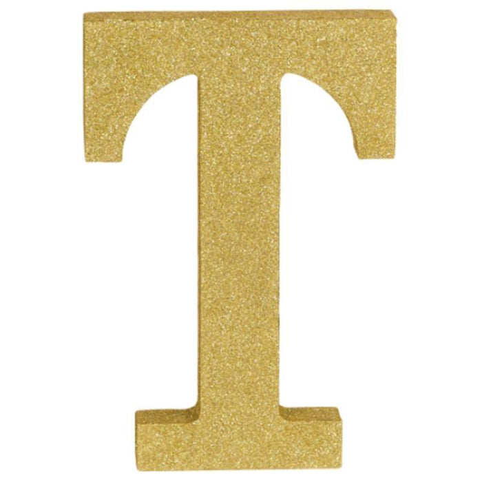 Glitter Gold Decorating Letter T | 1 ct