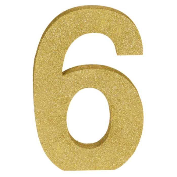 Decorating Gold Glittery Number 6 | 1ct