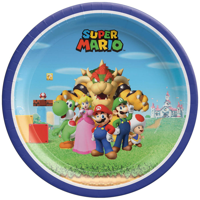 Super Mario Bros Round Dessert Paper Plates, 7" | 8 ct