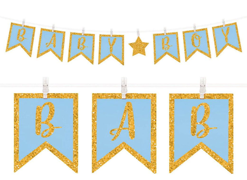 Oh Baby Boy Clothespin Banner | 1ct