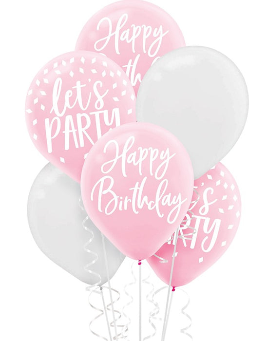 Blush Flat Birthday Balloons 12in | 15ct