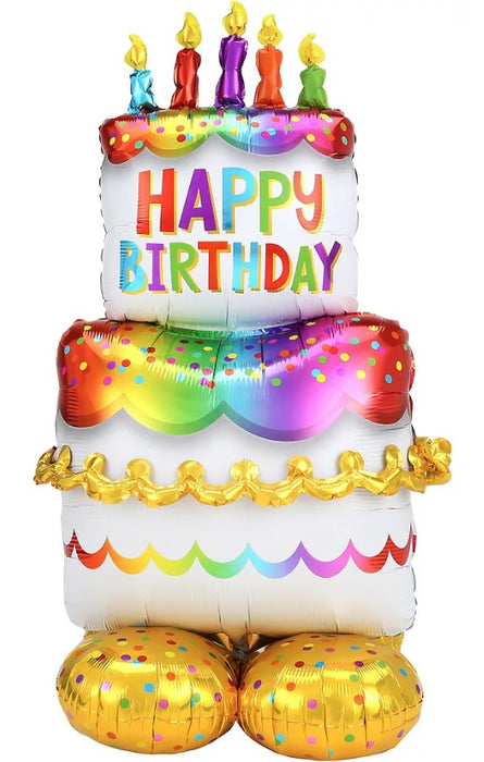 AirLoonz Decorative Birthday Cake Balloon Uninflated 53" | 1ct