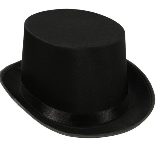Black Satin Sleek Top Hat | 1ct