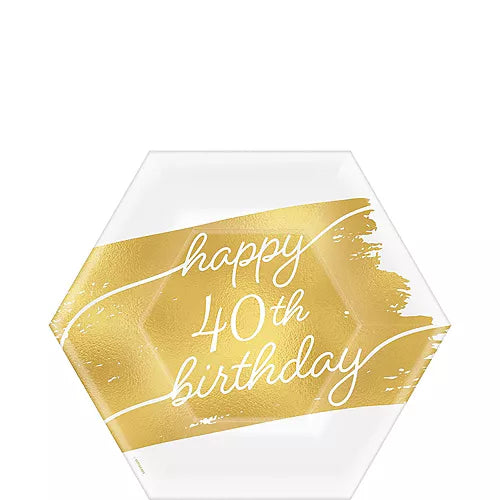 Golden Age 40th Birthday 7" Hexagon Paper Plate 8pk | 1ct