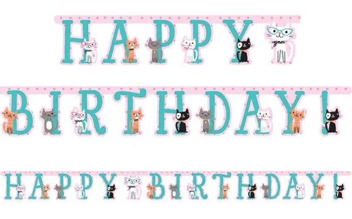 Purrfect Cat Birthday Party Letter Banner | 1ct