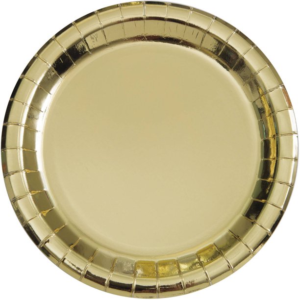 7in Gold Foil Round Paper Plates | 8ct