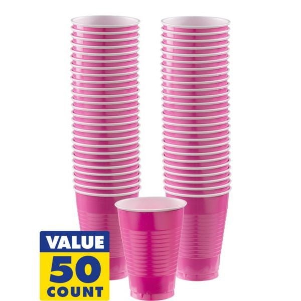Big Party Pack 18oz Plastic Cups- New Pink