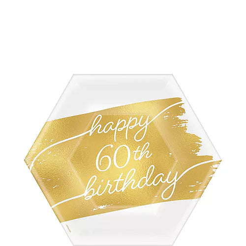 Golden Age 60th Birthday 7" Hexagon Paper Plates 8pk | 1ct