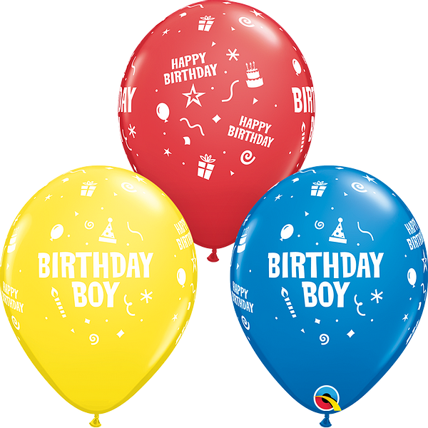 Birthday Boy Flat Latex Balloons 11"  | 6ct