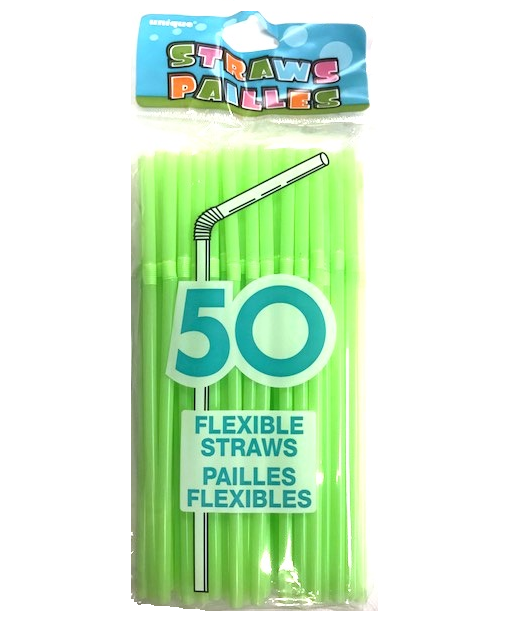 Neon Green Flexible Straws | 50ct