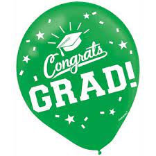 Graduation Flat Green Latex Balloons 12" | 15 ct