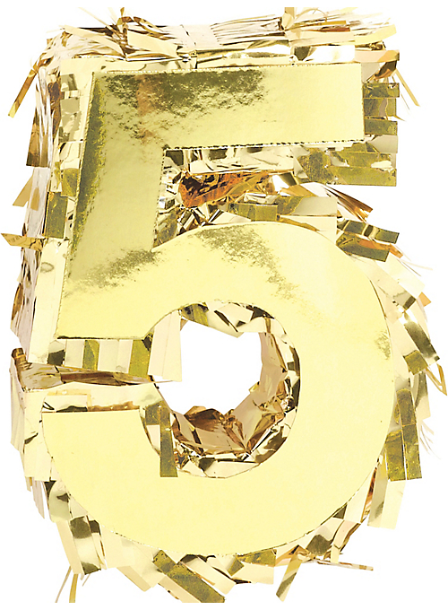Metallic Gold Fringe Number 5 Mini Piñata | 1ct