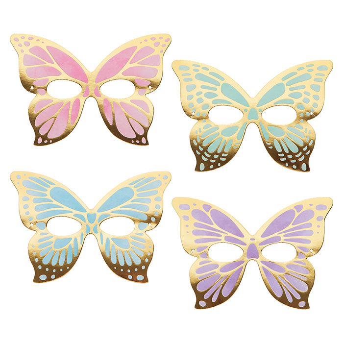 Butterfly Shimmer Paper Masks 7" | 8 ct
