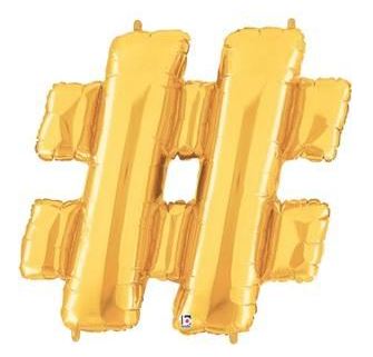 Hashtag Gold Jumbo Metallic Balloon 40in
