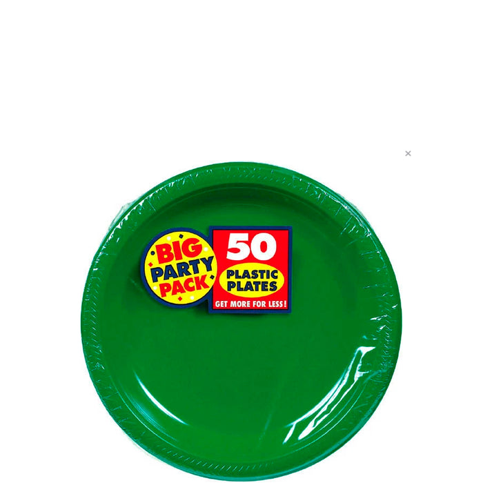 Festive Green 7'' Plastic Plates | 50ct