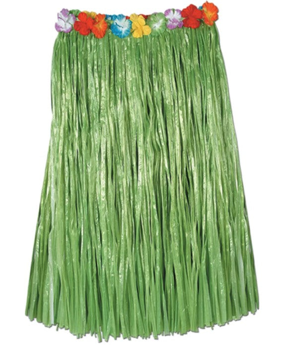 Green w/ Flowers Hula Skirt | Adult