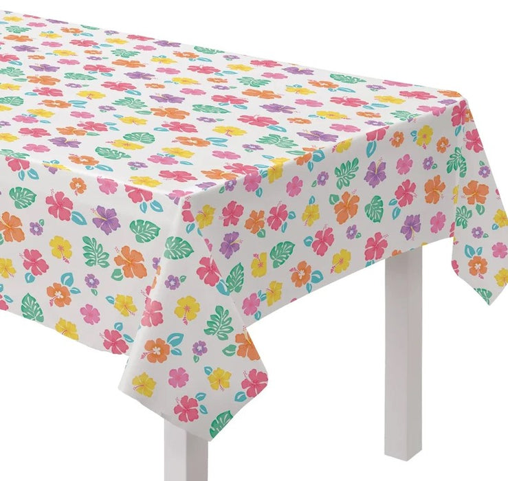 Summer Hibiscus Plastic Table Cover | 1ct