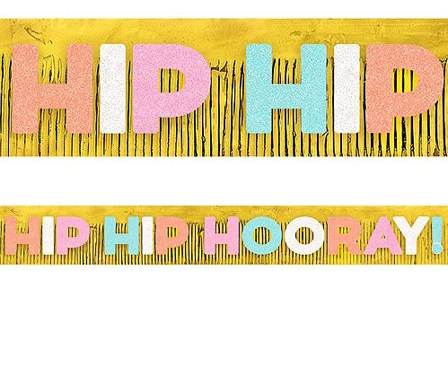 "Hip Hip Hooray" Glitter Fringe Banner 10' | 1ct