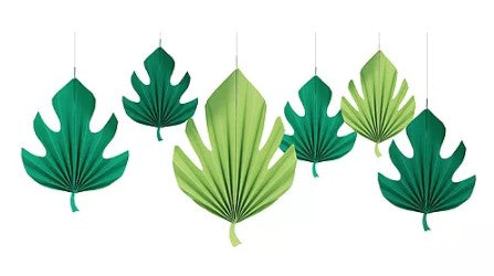 Palm Leaf Paper Fan Decorations | 6pc