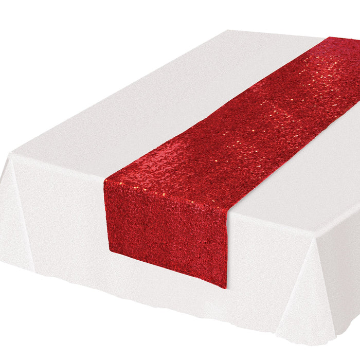Patriotic Red Sequined Table Runner 6ft | 1 ct