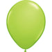 An inflated 11-inch Qualatex Lime Green Latex Balloon.