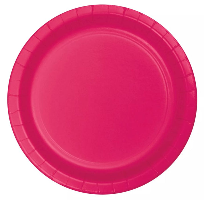 Hot Magenta Paper 8.75" Lunch Plates  | 20ct