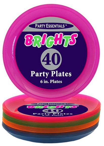 Brights Neon Plastic Dessert Plates | 40 ct