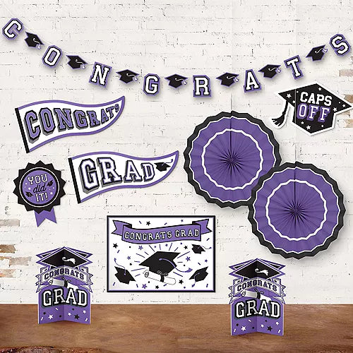 Graduation Purple Room Decorating Kit | 10 pcs